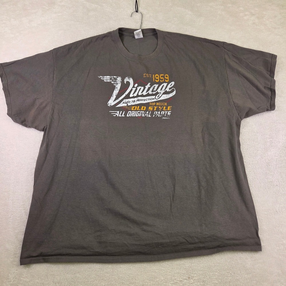 Gildan Vintage Est 1959 Aged to Perfection Graphic T-Shirt Gray Mens 3XL